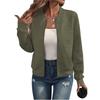 Women's Autumn Solid Color Zipper Baseball Collar Jacket Plus Size Casual Coat