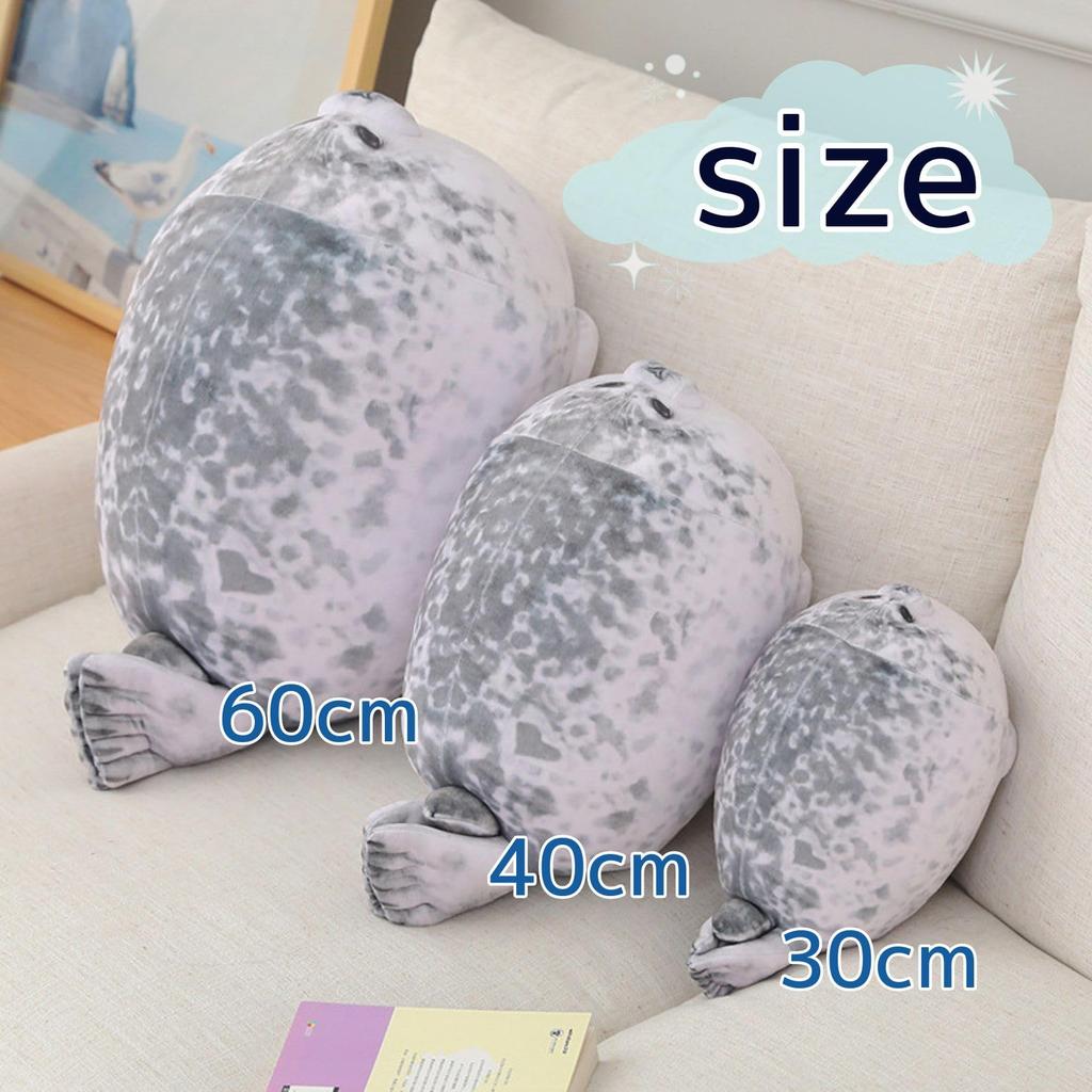 JE SUIS Phoque Coussin Oreiller Animal en Peluche Réaliste Moelleux Doux Oreiller Sieste Oreiller Codo dodo (40cm, Gris)