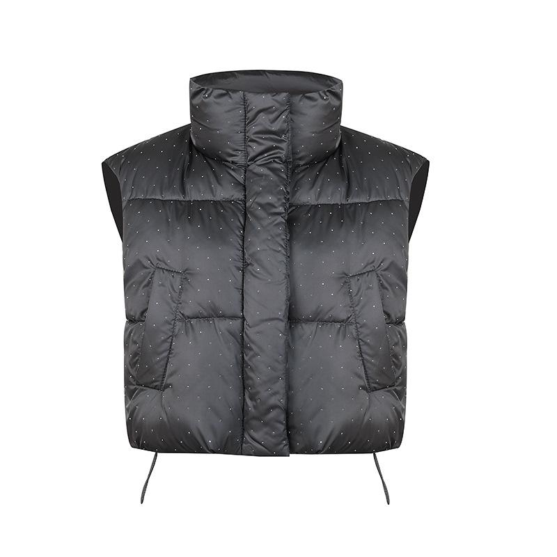 Internet celebrities winter new niche models gypsy rhinestones hot diamonds dark babes cotton-padded vest vest vest