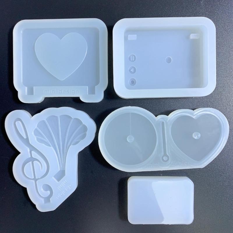 Resin Shaker Mold Heart Photo Frame Resin Mold Silicone Record Player Mold Kit Table Ornaments Mold for Home Decorations