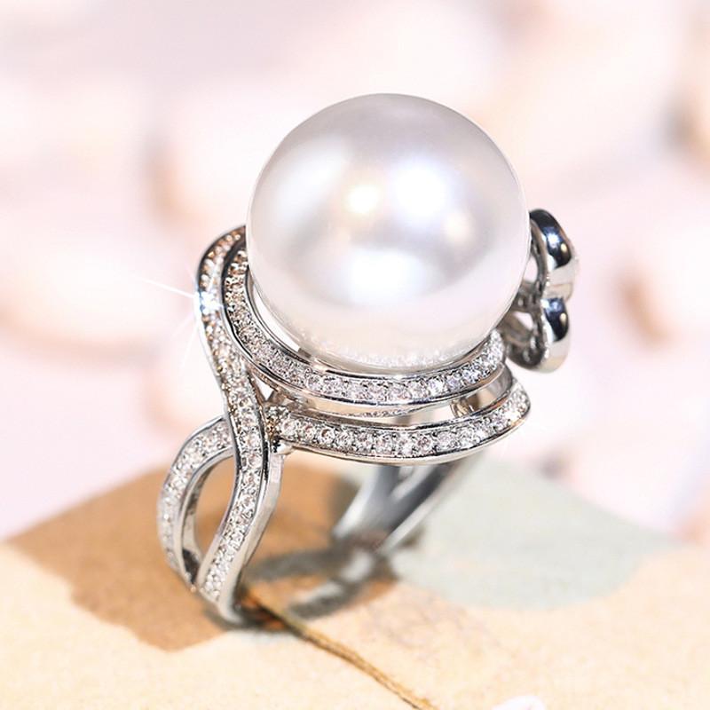 925 Sterling Silver Cubic Zirconia Bow Pearl Rings for Women Engagement Wedding Luxury Trendy New Female Rings