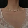 Small Blush Natural Freshwater Pearl Necklace Broken Silver Baroque Summer Dopamine Beaded Collarbone Chain Female