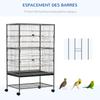 Standing Bird Cage Indoor Aviary with 4 Wooden Perches and Feeders, Steel Wire, Dark Grey