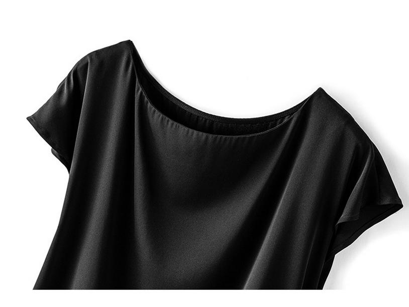 Women's Loose Silk Mulberry Short-Sleeve T-Shirt - Korean Style Sleeveless Summer Top