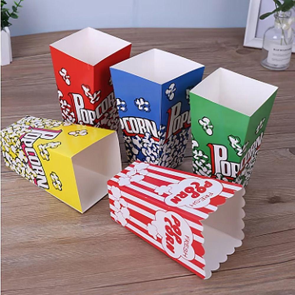 50Pcs Snack Paper Cup Popcorn Box Cardboard Red White Stripes Popcorn Buckets 28 Ounce Small Popcorn Container Holder