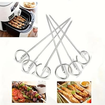 10/20 Piezas Brochetas Multifuncionales de Acero Inoxidable para Barbacoa Horno Freidora de Aire Aguja Vertical para Hornear Accesorios para Cocinar