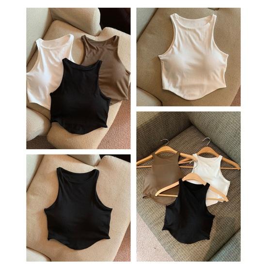 Canottiera imbottita da donna con reggiseno integrato, doppia fodera, collo alto, canottiera da stratificare, magliette basic, aderente, top estivo da uscire