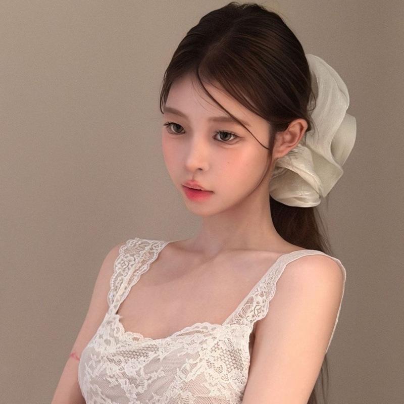 Soft Pleated Chiffon Flower Banana Hair Clips Anti Slip Holder Elegant Hair Clamp Women Daily Wedding Party Hair Accessories