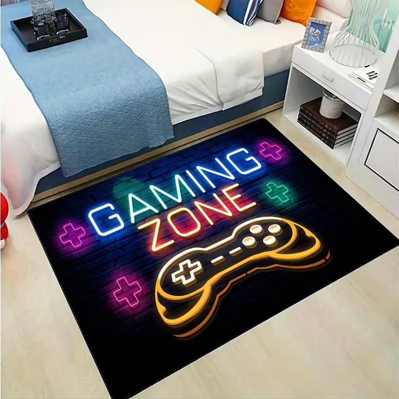

Gamepad Pattern Carpet Lock Edge Gaming Tenant Hall Bedroom Area Carpet Gamepad Carpet Cartoon Printed Floor Mat Gaming Carpet 50X80cm