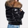 Womens Winter Puffer Jacket With Faux Fur Collar Hooded Short Down Alternative Coat Loose Fit Street Style