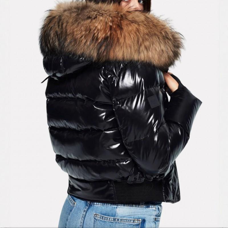 Womens Winter Puffer Jacket With Faux Fur Collar Hooded Short Down Alternative Coat Loose Fit Street Style