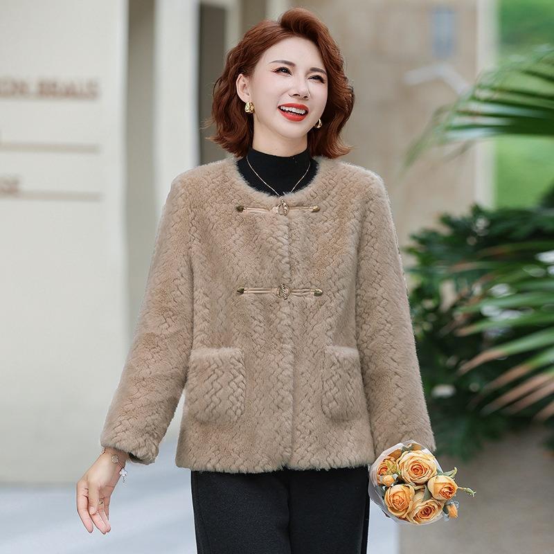 

Autumn and winter clothing noble imitation fur jacket women s fur integrated medium and short tops and clothing 5XL