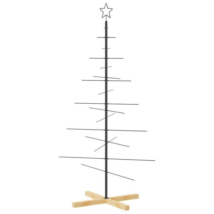 VidaXL Arbre de Noël en métal avec base en bois noir 150 cm 359604