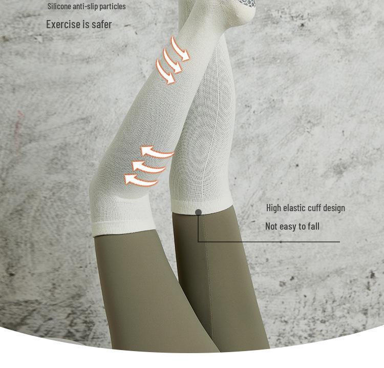 Women's Non-Slip Over-the-Knee Yoga Socks - Slim Fit, Combed Cotton, Warm Pilates Sports Mid-Tube Socks