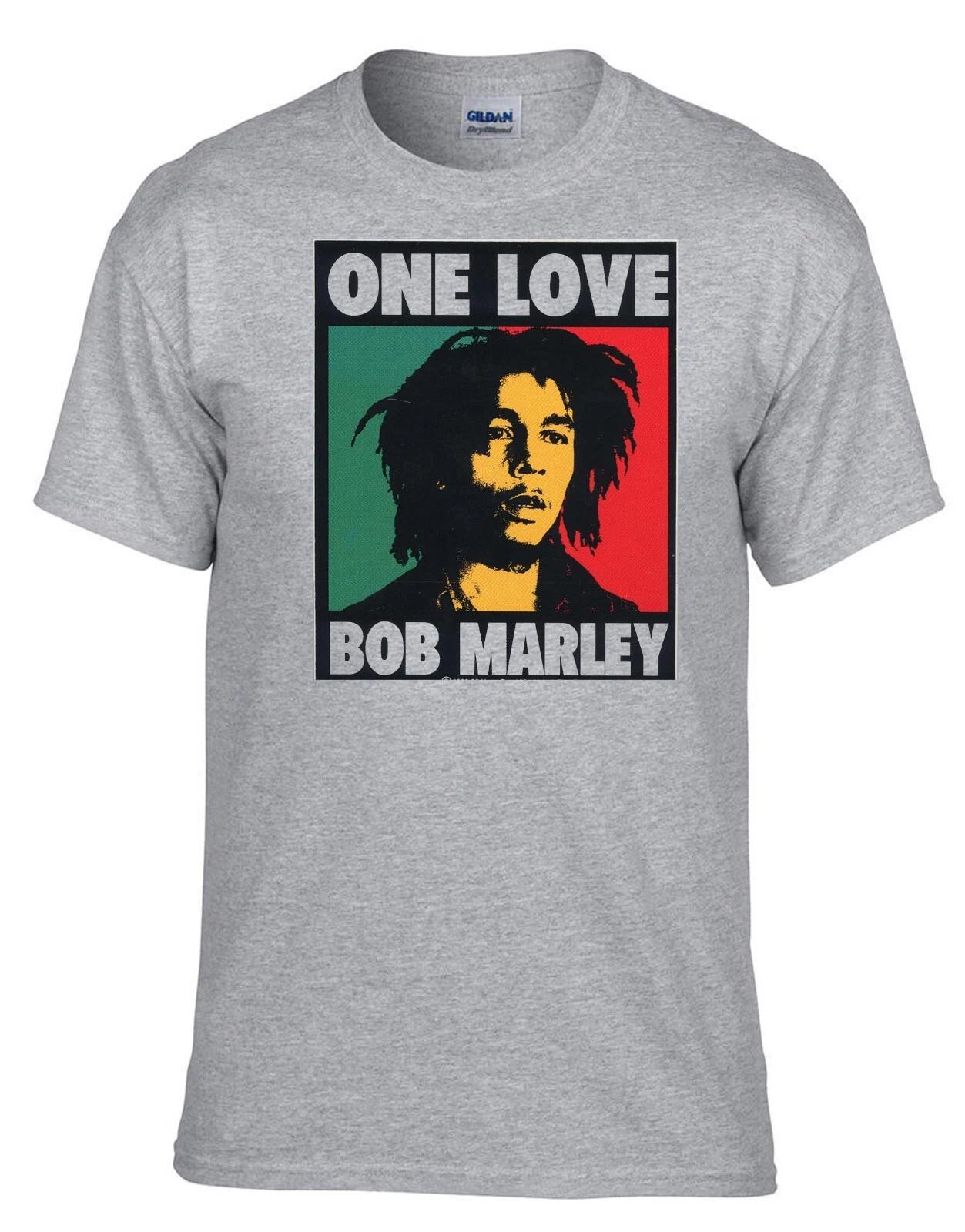 BOB MARLEY ONE LOVE Reggae Rock Rules Grey 100% Cotton T-shirt Mens Tees Top -066_SZ-Kids- 4XL