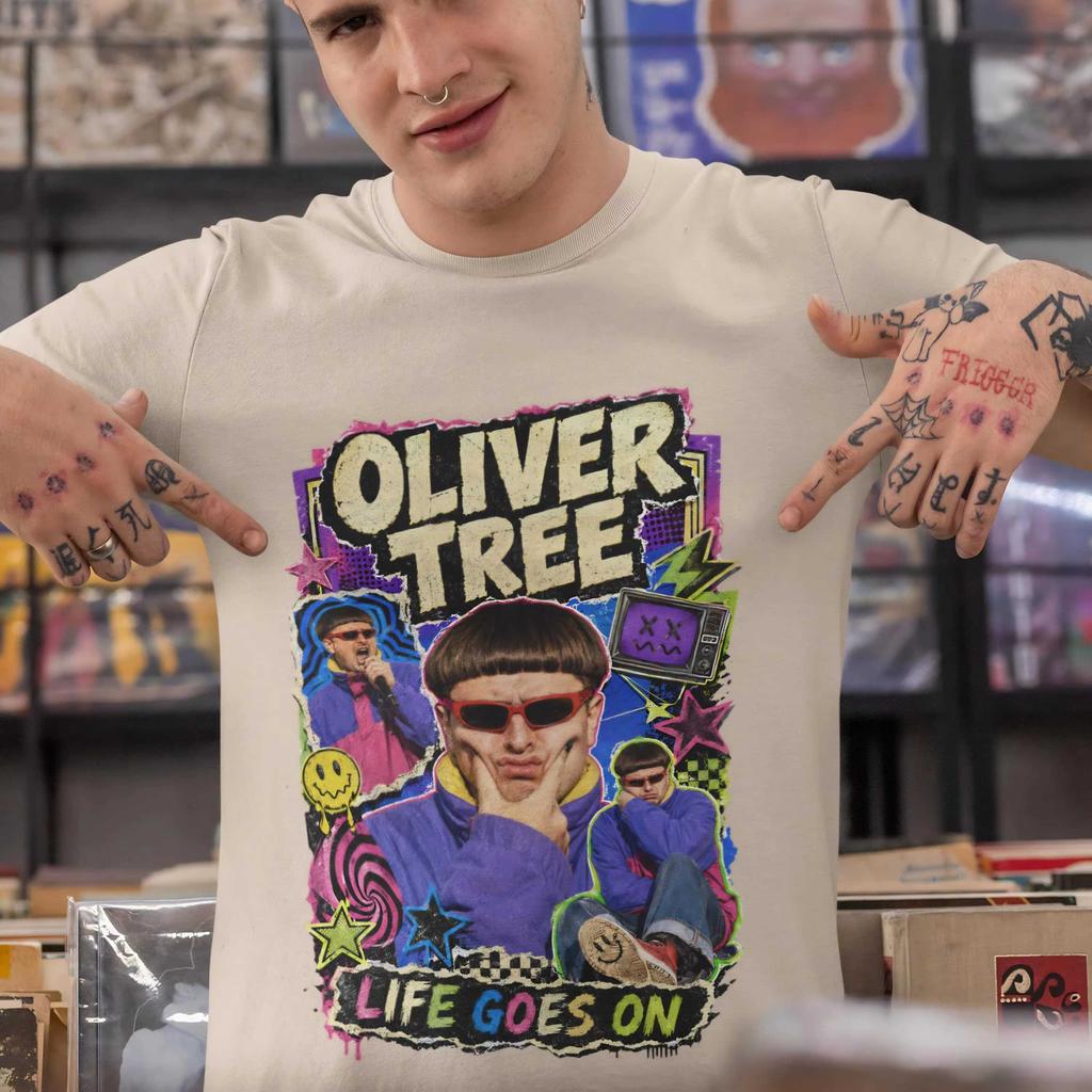 Zomer Hot Sale Singer Oliver Tree Life Goes on 2026 T-shirt Y2K Unisex Casual Katoenen T-shirt Print Ronde Hals Korte Mouw Lichtgewicht Casual T-shirt