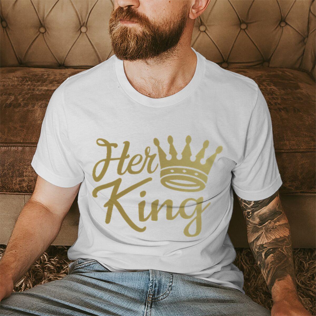 

Couple Matching Tshirt His Queen Her King Golden Crown Print Streetwear Women Men Vintage Valentines Day Gifts Lovers Tshirts 4XL