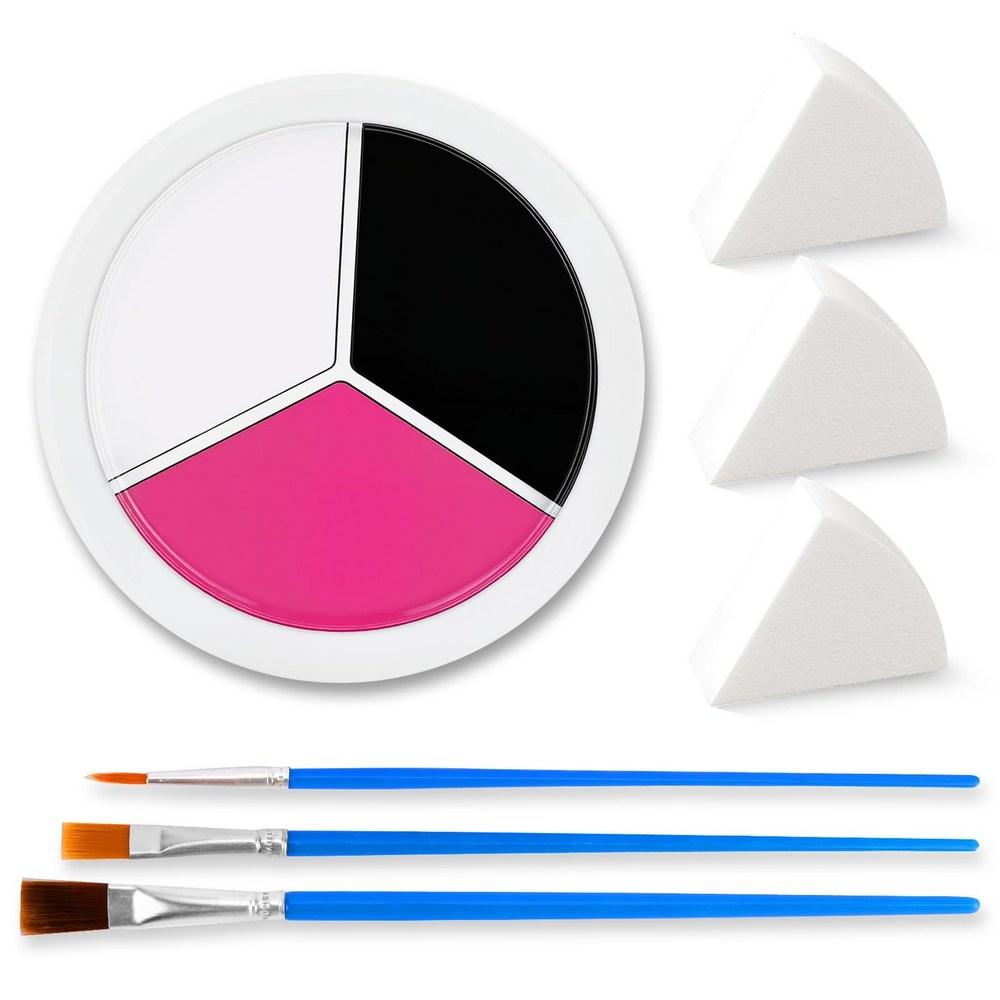 Sports Face Painting Kit Black White Red 3-Color Sponge Brush Halloween Tum Makeup 1 pcs