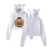 Icrimax Burgerpommes Pullover Girls Casual Cropped Hoodies Female Long Sleeve Sweatshirts Crop Top Women's Hoodie Sexy Tops