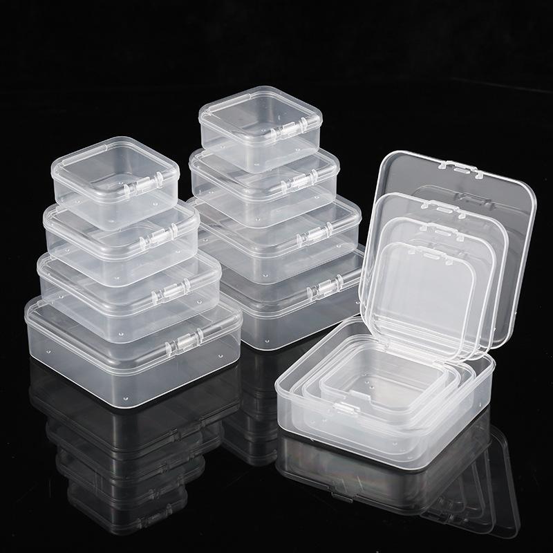 5pcs Mini Clear Plastic Storage Box Jewelry Storage Case Transparent Storage Organizer Multifunctional Portable Storage