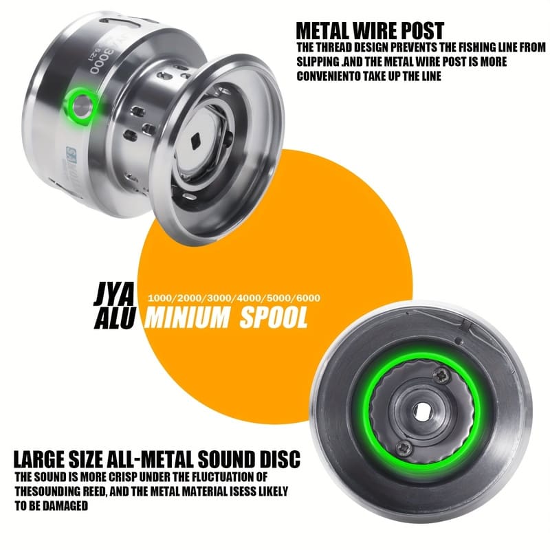 New Electroplated One-Way Seamless Spinning Reel CNC Spool Full Metal Swinging Lightweight Long Distance Fishing Reel with 6+1 Roller Bearings