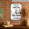 2D Flat, "Welcome To The Fire Pit" Vintage Metal Sign - Humorous Rustic Aluminium Wall Art for Outdoor Camping, Patio & Backyard Decor, 8x12 Inch