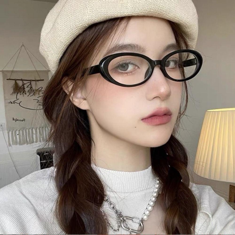 New  Oval Frame Glasses Fashion Retro Cat Eye Glasses Outdoor Computer Reading Goggles Anti-Blue Light Eyewears