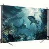 1pc Oceanic Sharks Underwater Banner, Party, Graduation Ceremony, Wedding Photography Background No Electricity Required