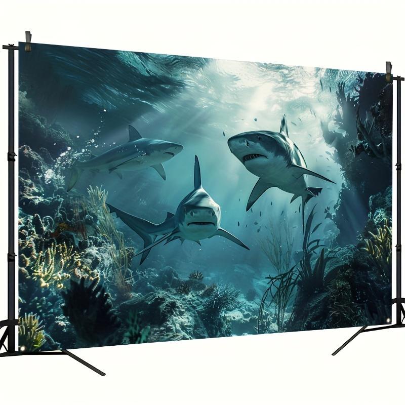 1pc Oceanic Sharks Underwater Banner, Party, Graduation Ceremony, Wedding Photography Background No Electricity Required