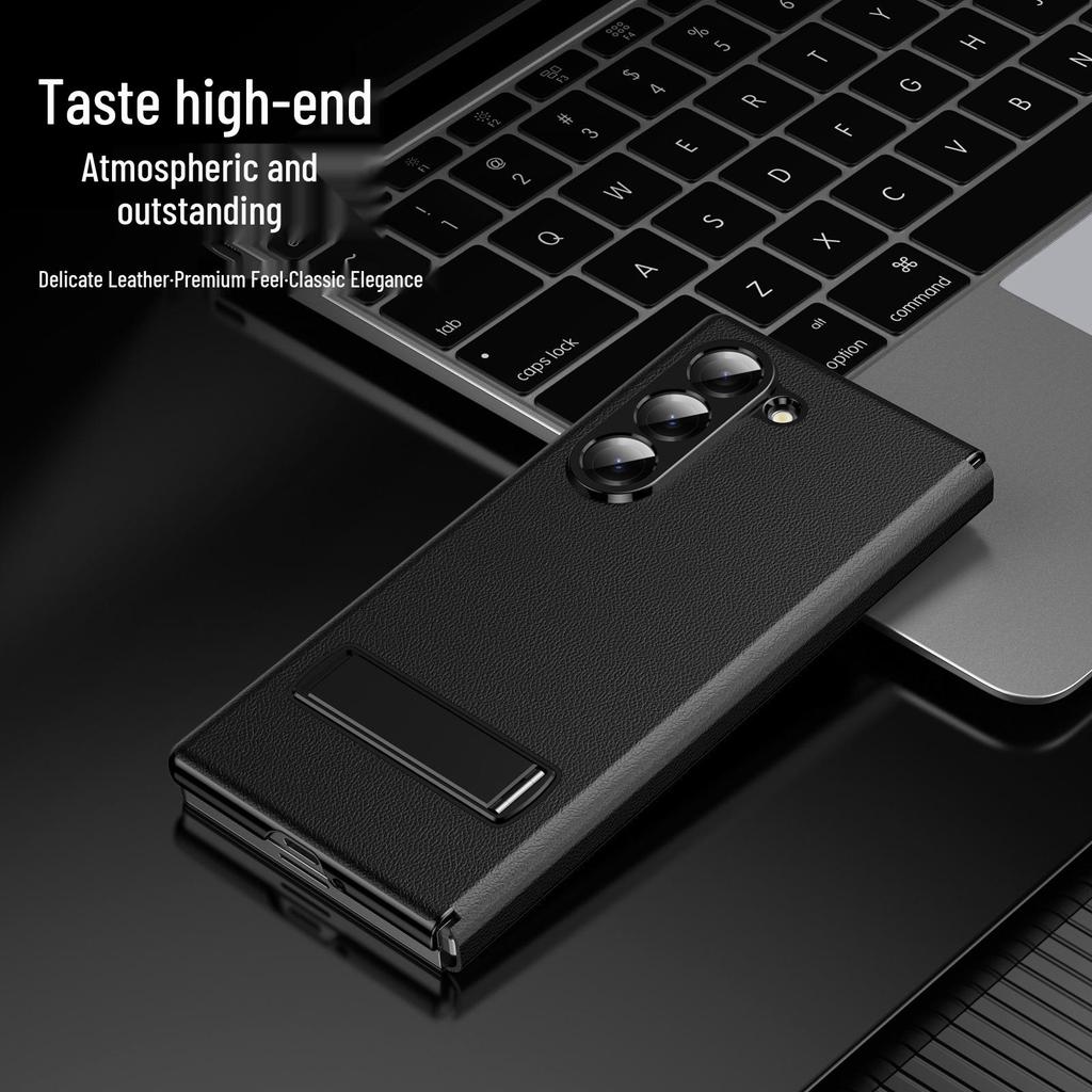 Capa Samsung Z Fold7 de Couro com Suporte Flip para Fold6/5/4/3 - À Prova de Queda, Protetora, Compatível com Comércio Eletrônico Transfronteiriço