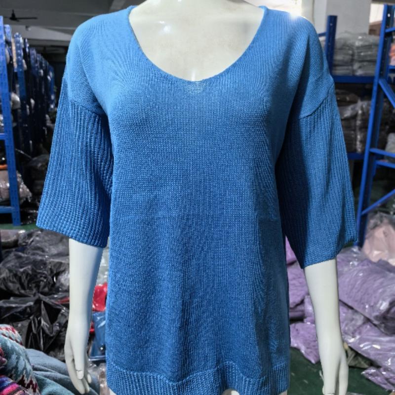Fashion Solid Plus Größe Gestrickte Pullover Frauen Casual Herbst Dünne Grundlegende V-ausschnitt Pullover Pullover Frauen Kurzarm Einfache Strickwaren Tops 24600