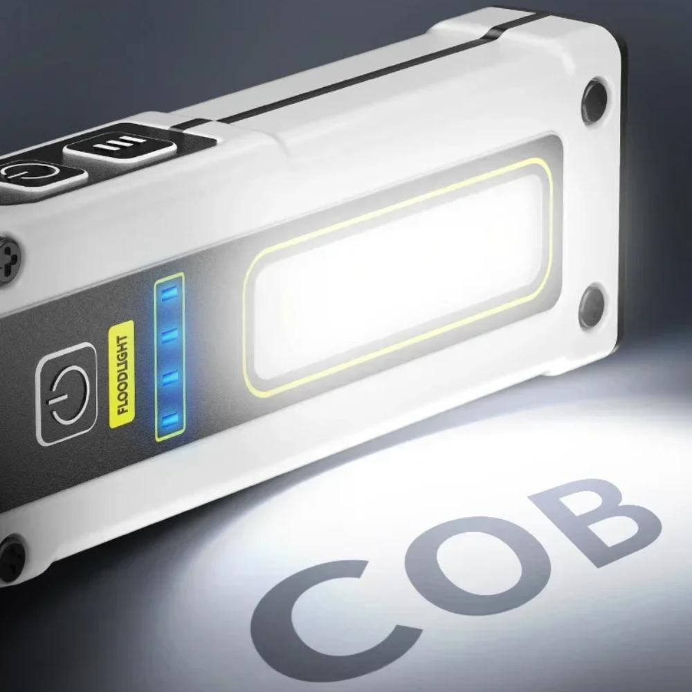 Dual Light Source LED Flashlight USB Rechargeable Work Light Built-in Battery Portable LED Torch for Emergency Camping Household