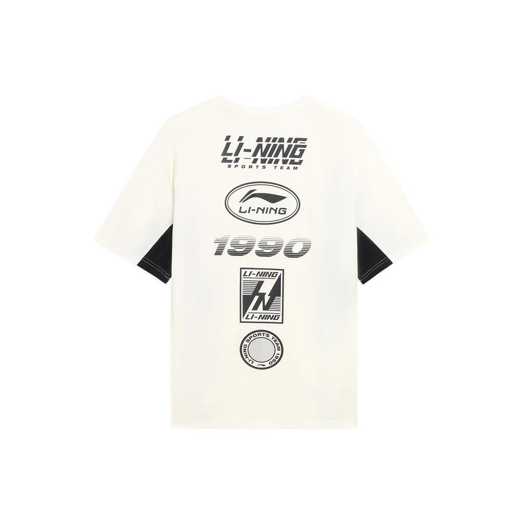 Li Ning China Li Ning T Shirts Men's Ecru Crew Neck Moderate Other AHSS121-1