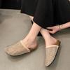 Hollow bag head slippers women's 2025 new fashion versatile full diamond flat bottom cool slippers summer cool lazy drag