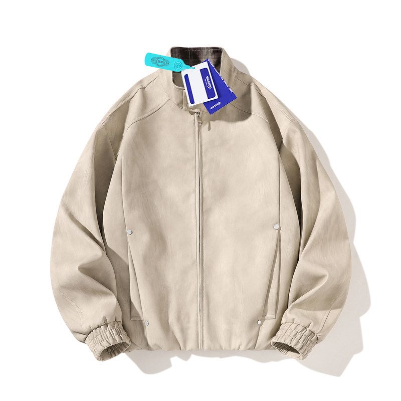 Wassup American High Street Retro Lapel Leather Jacket Men's Loose Biker Cool Autumn and Winter High-End Jacket