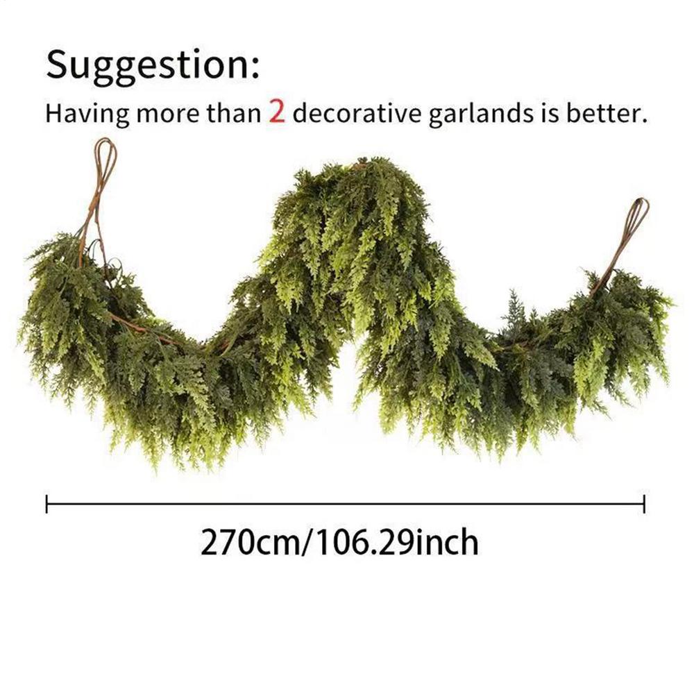 Christmas Garland Soft Weather-Resistant Festive Decoration Artificial Greenery Cedar Garland for Indoor Outdoor Fireplace