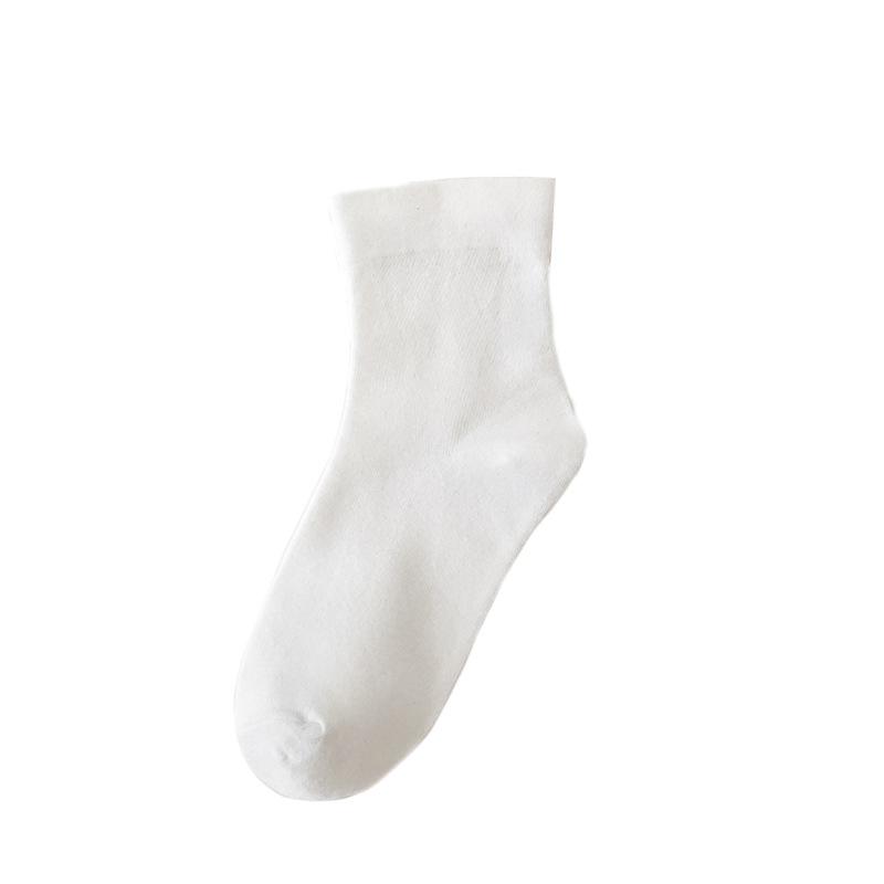 Hvide Strømper Børns Mellemlange Strømper, Trendy og Alsidige, Ren Bomuld, Lagdelte Strømper, Ensfarvede, Enkle og Elegante Lange Strømper