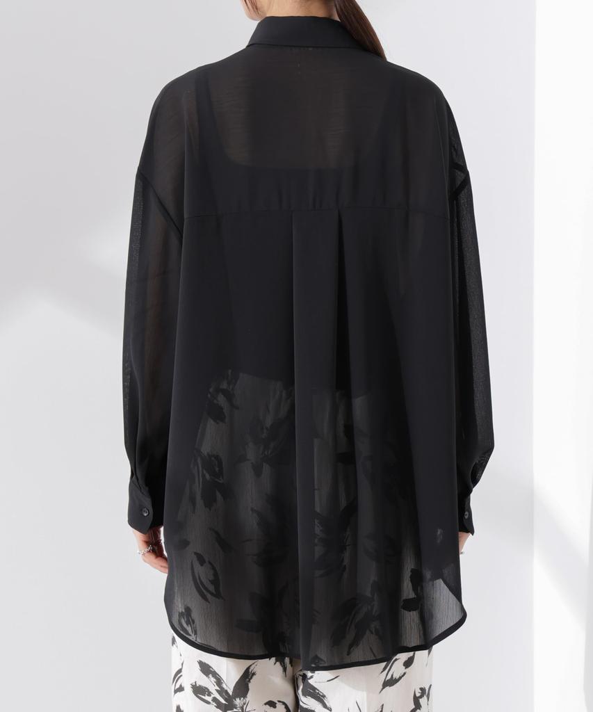 Nano Universe Sheer Oversized Size F Women's Shirt, 030, White, 673-5120318