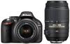 Nikon D5200 Digital SLR Camera with Double Zoom DX NIKKOR VR and DX NIKKOR ED Black Kit AF-S 18-55mm f/3.5-5.6G AF-S 55-300mm f/4.5-5.6G VR,