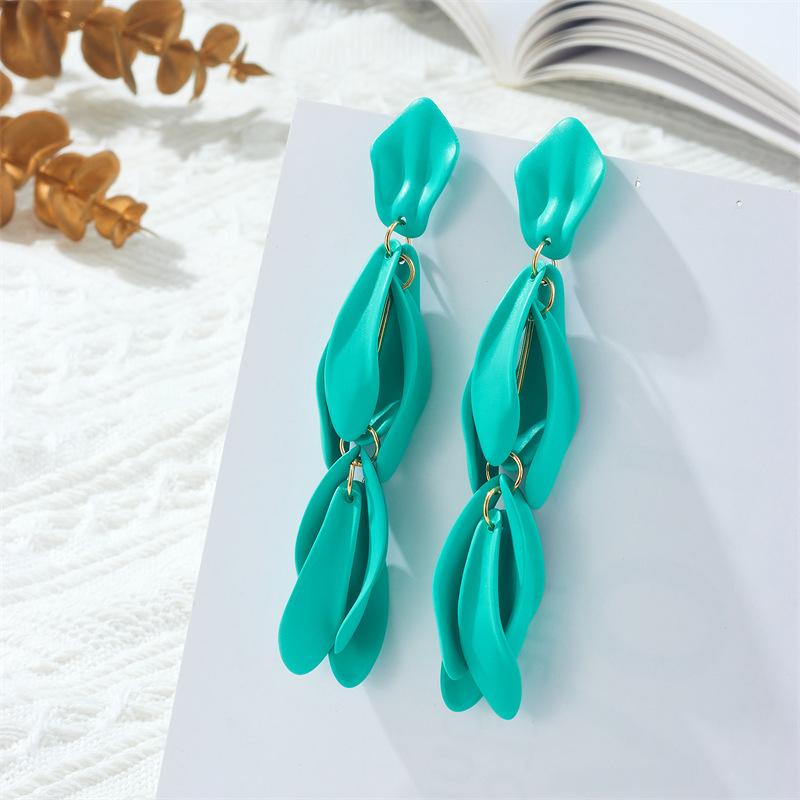 Pinkdudu Fashion 6 Color Slender Tassel Petal Drop Earrings Creative Light Luxurious Flower Earring for Women Jewelry PD1548