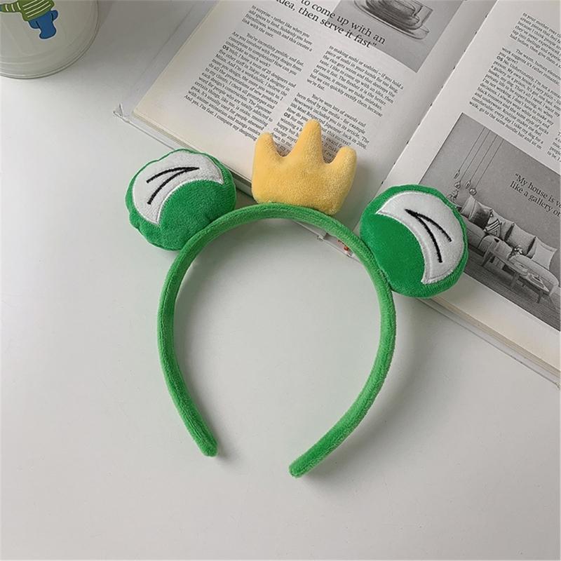 Frog Headbands Furry Plush Cartoon Headbands Hair Accessories for Girls and Womens Holiday Party Headwear