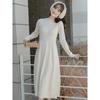 Petite Women's Winter Base Layer French Knitted Wool Long Dress Skirt, 2025 Style.