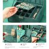 Elegant Emerald Velvets Jewelry Case Antique Inspired Designs Secure Storage Compartments For Rings Earrings Chains