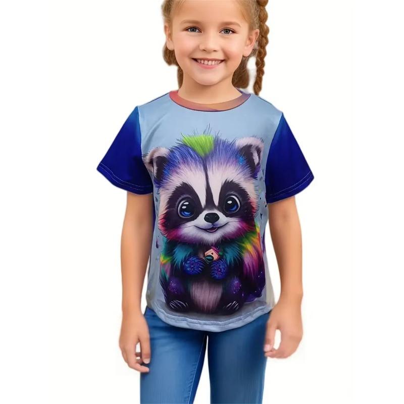Girl Clothes Cartoon Cute Rabbit 3D Print Funny T-Shirt for Animal Lover Baby Boy Girl Short Sleeve Animals Graphic Tops 2-10Y