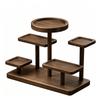 Multifunctional Multi-Tier Wooden Display Rack Versatile Walnut Finish Tiered