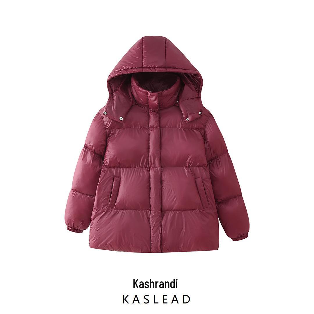 

2025 Spring Women s European & American Style Loose Red Hooded Cotton Jacket Small