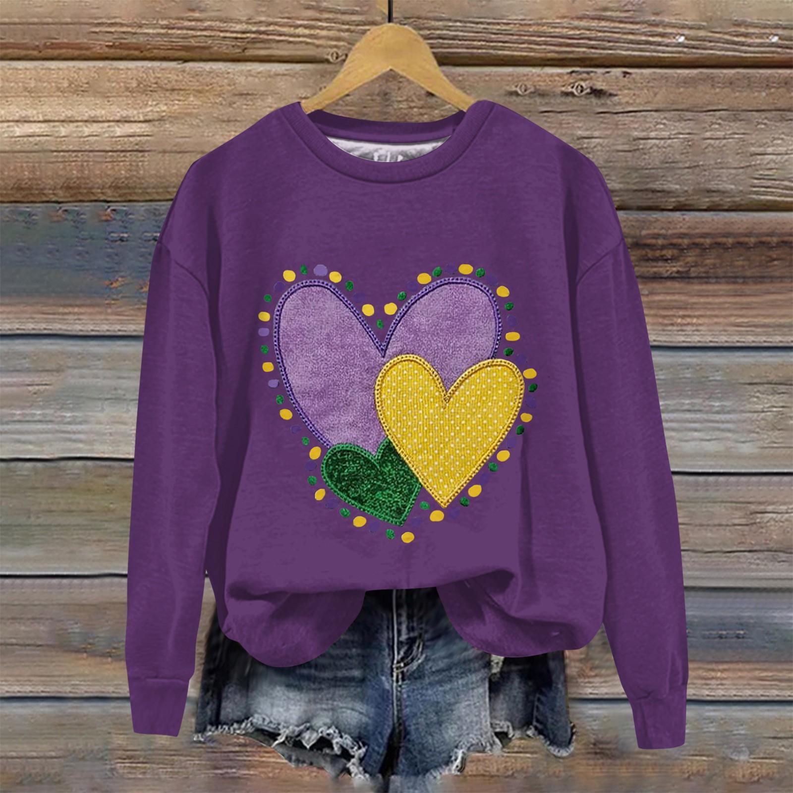 

Женская свободная повседневная толстовка с круглым вырезом и длинными рукавами с принтом «Карнавал», модный топ с длинными рукавами L фиолетовый