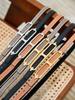 Women's Genuine Leather Pig Nose Buckle Belt - 1.3cm Thin & Stylish Cowhide Waist Belt