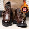 Martin Boots Men'S Genuine Leather Boots First Layer Cowhide Winter Men'S High-Top Cotton Shoes High-Heeled Tooling Boots Creative Trend