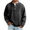 Herren S Vintage gewaschen Stehkragen Langarm Locker Einfarbig Sweatshirt